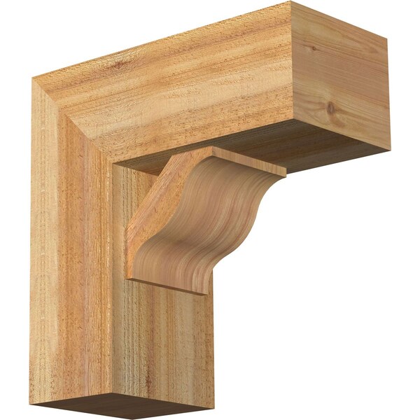 Ekena Millwork Funston Block Rough Sawn Bracket w/ Offset Brace, Western Red Cedar, 8"W x 18"D x 18"H BKT0806X18X18FST05RWR - main